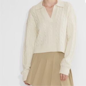 Sunday Best Cream V-Neck Cable Sweater